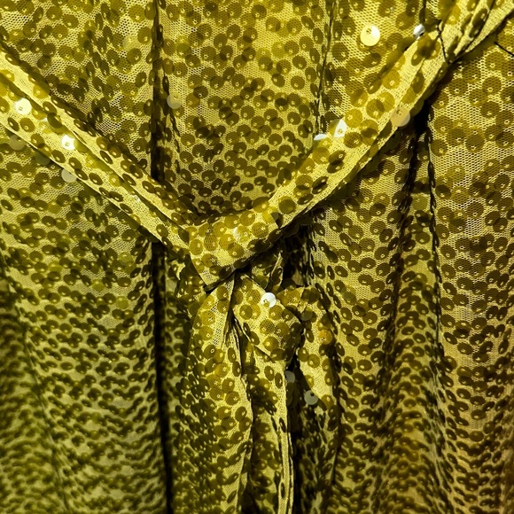 Vicky Tiel Women's Sequin Midi Belted Apple Green Long Sleeve Scoop Neck Size 2X - Picture 6 of 13